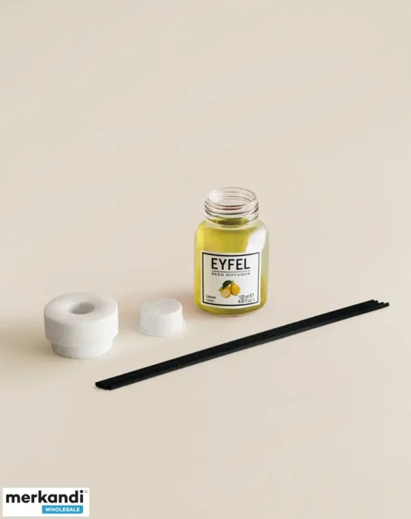 Eyfel Reed diffuser lemon with wooden stakes  معطر جو برائحة الليمون باعواد خشبية - Image 3