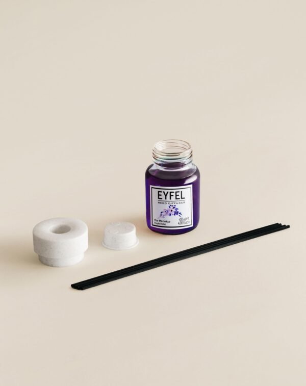 Eyfel Reed diffuser purple violet with wooden stakes  معطر جو برائحة البنفسجي الأرجواني باعواد خشبية - Image 3