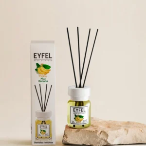 Eyfel Reed diffuser banana with wooden stakes  معطر جو برائحة الموز باعواد خشبية