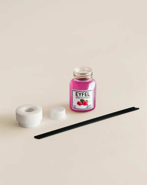 Eyfel Reed diffuser rose with wooden stakes  معطر جو برائحة جوري باعواد خشبية - Image 2