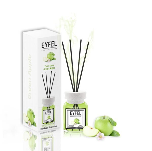 Eyfel Reed diffuser apple green with wooden stakes  معطر جو برائحة التفاح الأخضر باعواد خشبية - Image 4