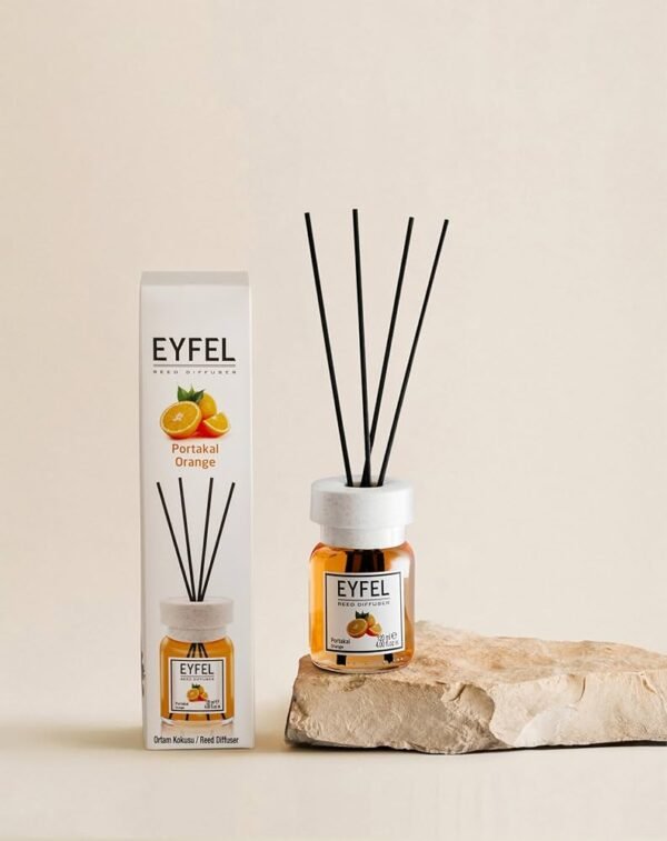 Eyfel Reed diffuser orange  with wooden stakes  معطر جو برائحة برتقال باعواد خشبية