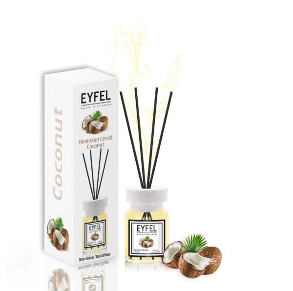 Eyfel Reed diffuser coconut with wooden stakes  معطر جو برائحة جوز الهند باعواد خشبية - Image 2