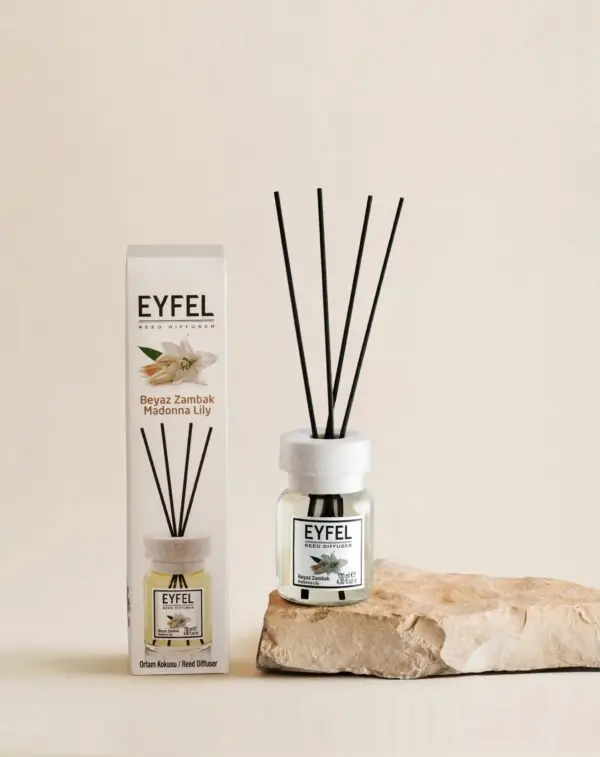 Eyfel Reed diffuser madonna lily with wooden stakes  معطر جو برائحة مادونا ليلي باعواد خشبية