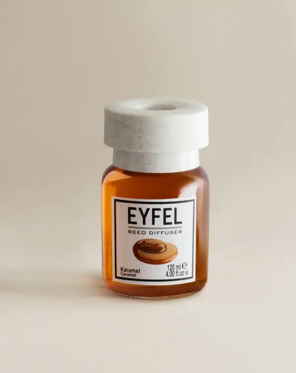 Eyfel Reed diffuser caramel with wooden stakes  معطر جو برائحة الكراميل باعواد خشبية - Image 2