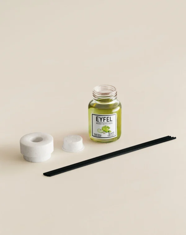 Eyfel Reed diffuser apple green with wooden stakes  معطر جو برائحة التفاح الأخضر باعواد خشبية - Image 3