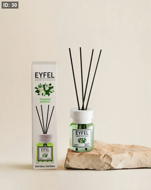 Eyfel Reed diffuser yasemin with wooden stakes  معطر جو برائحة ياسمين باعواد خشبية
