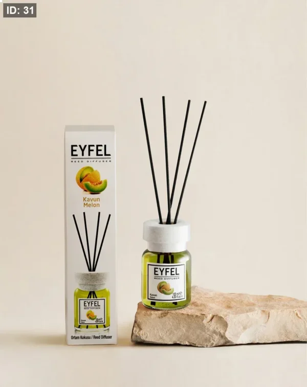 Eyfel Reed diffuser melon with wooden stakes  معطر جو برائحة شمام باعواد خشبية