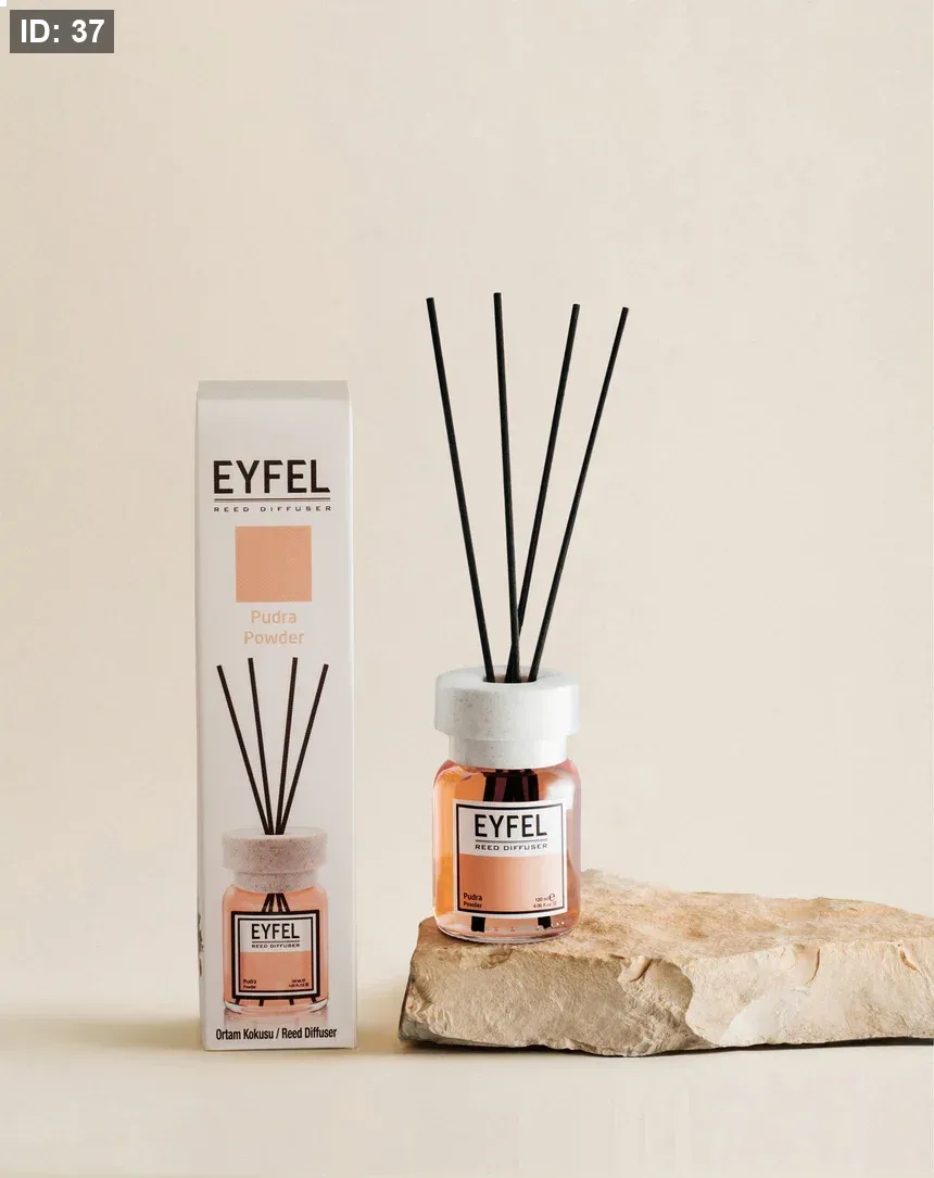 Eyfel Reed diffuser pudra with wooden stakes معطر جو برائحة بودرة اطفال باعواد خشبية