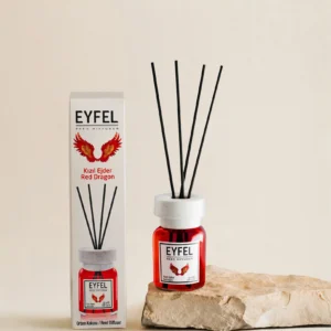 Eyfel Reed diffuser red dragon with wooden stakes  معطر جو برائحة تنين القصب باعواد خشبية