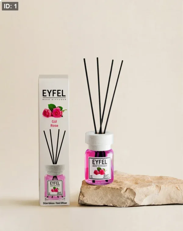 Eyfel Reed diffuser rose with wooden stakes  معطر جو برائحة جوري باعواد خشبية