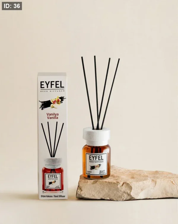 Eyfel Reed diffuser water vanilla with wooden stakes  معطر جو برائحة ڤانيلا باعواد خشبية