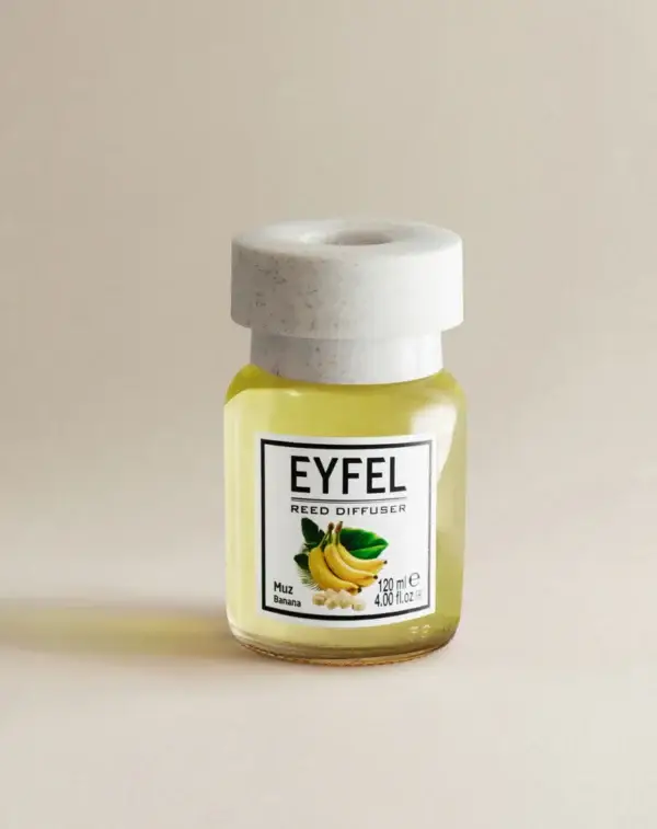 Eyfel Reed diffuser banana with wooden stakes  معطر جو برائحة الموز باعواد خشبية - Image 2